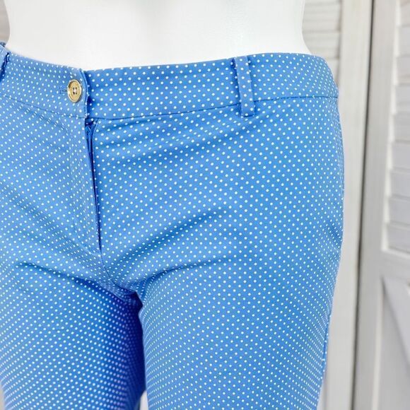 Michael Michael Kors Polkadot Crop Chino Pants Blue White 10 Cotton Twill - Picture 5 of 15